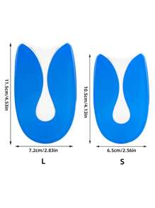 1 Pair Blue U-Shaped Soft Heel Cushion Insoles, Shock-Absorbing Half-Size Inserts, Non-Slip Self-Adhesive High Heel Shoe Accessories