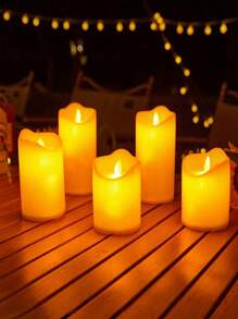 3pcs Large Plastic LED Candles Outdoor Waterproof Flameless Candles Battery Powered LED Flickering Columnar Candles Long-Lasting Plastic Wedding Candle Table Candle Lamp Suitable For Restaurants Bars Home Decor Valentine's Day Confession Atmosphere Candle Lamp Couple Dining Candle Lamp,1/3pcs