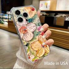 Funda con diseño de cerezas y flores coloridas, compatible con phone 12, 13, 14, 15, 16 Pro, X, XS y 11 - transparente - Ver 3