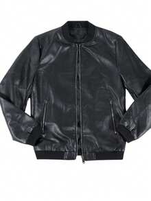 Áo khoác da nam - màu đen - Xem 2