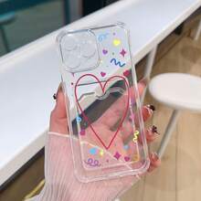 Funda con un elegante diseño de líneas y corazones, fabricada en TPU, con ranura para tarjeta y fotos. Compatible con phone 11, 12, 13, 14, 15 y 16. - Blanco - Ver 1
