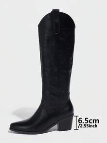 Stivali da donna alti sopra il ginocchio, stile western, ricamati, con punta affusolata e tacco largo, semplici da infilare, sexy, per l'autunno e l'inverno