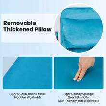 Convertible Single Folding Sofa Bed Sleep Chair W/ 6 Positions Adjustable Backrest - Blue - View 6