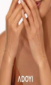 Adoyi Gold Bracelets For Women, 14K Gold Plated Stackable Bracelet Stack Set Adjustable Charm Paperclip Chain Cuban Link Layered Waterproof Jewelry Sets Gifts For Womens 60_68_72" - Style F - View 3