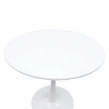 RainWeel Modern Round Dining Table, 80 * 73cm Kitchen Dining Table, Tulip Dining Room Table For 1-4 People, Mid-Century Leisure Table For Living Room Kitchen & Dining Room, White - White - View 8