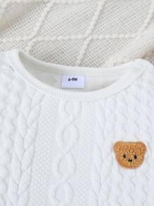 Conjunto de ropa informal de alta calidad de 3 piezas para bebé niño: body bordado con parches de punto, pantalón de puño acanalado y outfit casual cómodo