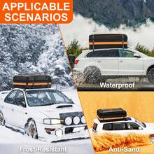 20 Cubic Feet Roof Rack, Waterproof Rooftop Cargo Carrier With Anti-Slip Mat + 4 Door Hooks For All Vechicles With/Without Racks - Black With Orange Line - 查看 7