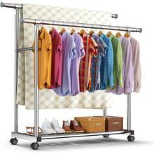 Tendederos de Ropa Longitud Ajustable,Tendederos Retractiles Exterior de Acero Inoxidable,para Interior y Exterior,con 20 Ganchos a Prueba de Viento (95-150cm-Extensible-polos Dobles) - 95-150cm-Extensible-polos dobles - Ver 5