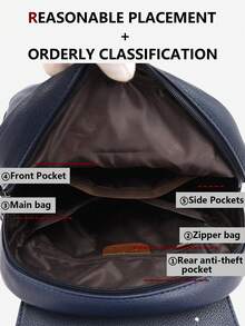 防盗PU皮革双肩包，女士钱包，多功能时尚日常包，多口袋轻便旅行包，大容量简约双肩包，便捷双肩包，适合学生、护士、教师、商务人士、旅行、通勤、购物、办公、约会、徒步、训练、工作，生日礼物、节日礼物，背包