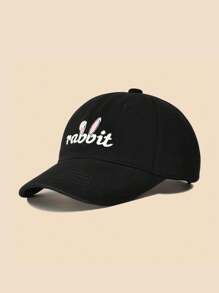 1 pieza Sombrero de protección solar con impresión de orejas de conejo para niños, gorra de béisbol bordada adorable para actividades al aire libre y atuendo diario