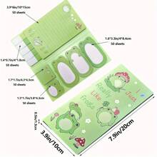 1 Cute Frog Note Set - 550 Self-Adhesive Notepads, Cartoon Frog Themed Dividers And Page Markers, Personalised Home And Office Stationery Set