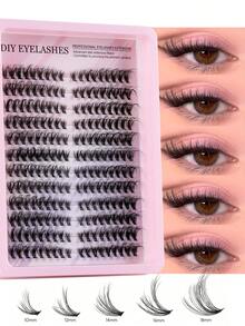 216/192片装 C型卷翘睫毛嫁接托盘，混合长度仿貂毛睫毛簇，适用于DIY睫毛嫁接 - C - 查看 4