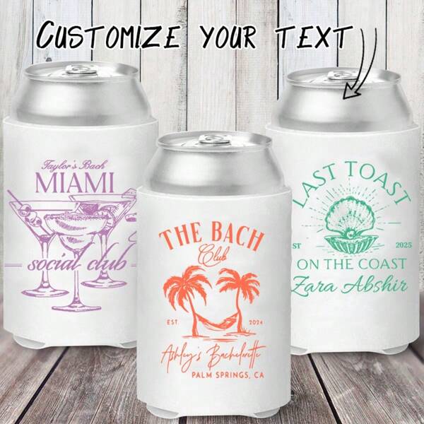 1/2/5pcs Personalized Insulated Neoprene Can Cooler Sleeves, Bulk Customizable Collapsible Beverage Can Holder With Logo Image Text, For Weddings Birthdays Parties