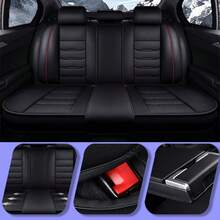 5-Piece Full Set Luxury Universal Faux Leather Seat Covers - Includes Easy Inside Zipper Installation, Guaranteed Airbag Deployment Access, Soft Feel & 4-Season Durability - 黑紅色 - 查看 6