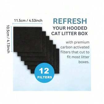 3pcs/12pcs Activated Carbon Filter Pads For Cat Litter Box, Deodorize And Remove Odor