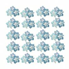 10pcs Blue Floral Embroidered Patches, Iron-On/Sew-On Appliques For Clothing, Backpacks, Hats & Shoes - Fashionable Knit Decor Accessories