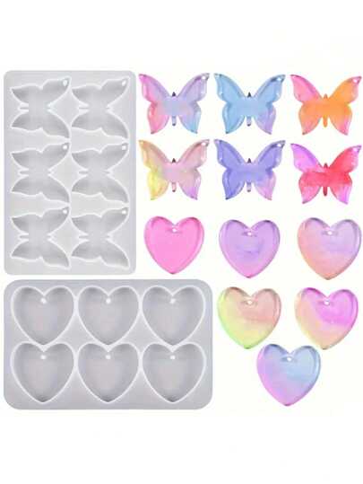 1PC Valentine's Day Love Butterfly Pendant Silicone Mold DIY Heart Resin Pendant For Necklaces Bracelets Keychains Handmade Birthday Gifts