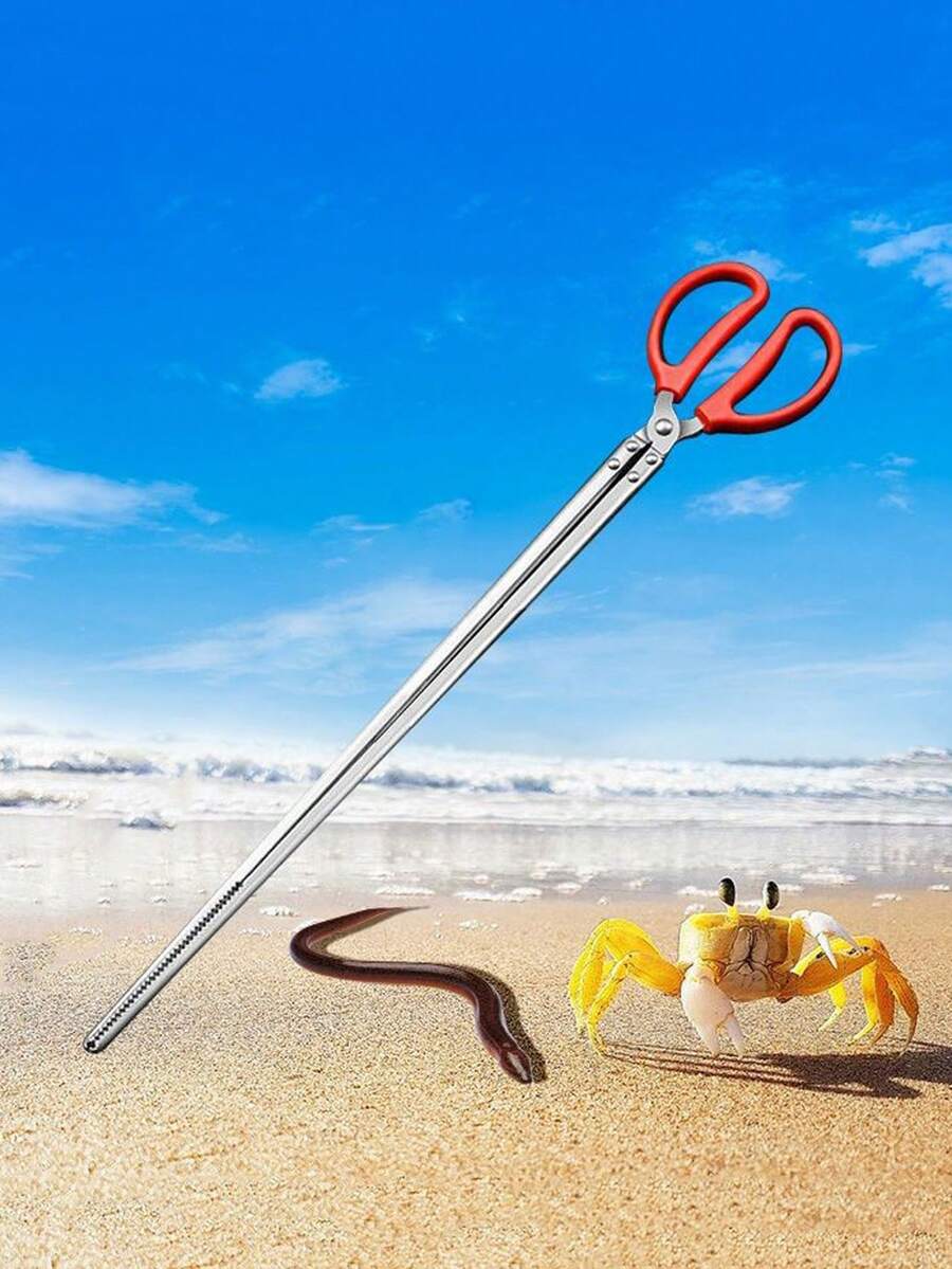 1pc长碳夹垃圾夹鳗鱼夹农村家用柴火夹不锈钢夹户外烧烤夹火钳夹柴火夹无烟煤铁夹螃蟹夹防滑不锈钢夹