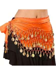 1 pièce Chaîne de taille en pièce de monnaie dorée, chaîne de taille pour débutants en danse du ventre, foulard de hanche brillant et sexy pour la pratique de la danse, convient pour la danse jazz, la danse de rue, le port quotidien, la scène de boîte de nuit, le style de rue, le costume de fête d'été, l'école en automne, l'automne, Halloween - Multicolore - Voir 11
