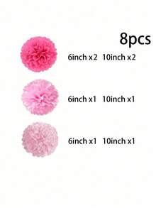 8 件粉色和白色纸球花，适用于新娘、迎婴派对、生日派对、婚礼装饰，配有纸球、扇子、灯笼、圣诞节