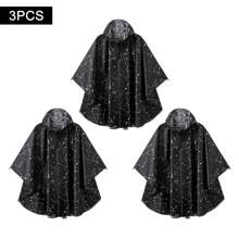 Women's Waterproof Hooded Rain Poncho-Plaid Pattern,Sportwear With Pockets & Zip Closure