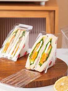 Cajas de embalaje transparentes triangulares para sándwiches, envases para llevar sándwiches - transparente - Ver 3