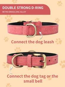 撞色复古皮革宠物项圈 - 防爆可调节狗项圈，适合小型、中型和大型犬 - 藏蓝色 - 查看 7