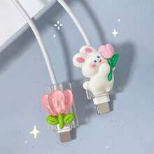 2pcs Tulip Rabbit Data Cable Head Protector Covers