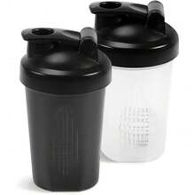 ‌Leakproof Shaker Bottle With Mixing Balls - 12oz  Protein Shaker Cup For Gym, Workouts & Travel - Ideal For Protein Powder, Pre-Workout & Supplements - Portable Drink Bottle For Fitness Enthusiasts & Athletes (White) - 白色和黑色 - 查看 1