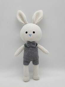 Poupée en peluche de couple de lapin et d'ours tricotés, matériau doux et confortable. Cadeau d'anniversaire créatif pour petite amie, petit ami, amis. Décoration de maison pour le lit, le canapé, le salon