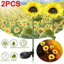 NetHong 2Pcs Solar Powered Flower Sunflower 10 LED Stake Lights Outdoor Garden Path Lamp Garden Decor UK - Sunflower - View 6