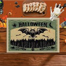 Set de 4/6/12 manteles individuales - Diseño de calabaza de horror, bruja y murciélago - Manteles individuales impresos creativos, resistentes al calor, decoración de mesa de cocina y comedor para Halloween, decoración de habitación, ajuste de mesa para fiestas festivas, aumenta el ambiente festivo