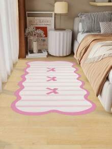 1 Stück weiches Plüsch rosa Schleife & gestreifter Schlafzimmer Teppich, Kunstkaschmir, rutschfest, leicht zu reinigen, leicht und bequem, geeignet für Schlafzimmer und Innenräume, Schlafzimmerteppich, Heimdekoration. Hinweis: Aufgrund von Beleuchtung und Fotografie kann das Produkt leicht von dem Foto abweichen, wobei der tatsächliche Artikel eine hellere Farbe als das kräftige Foto hat. - Verschiedenfarbig - Übersicht 19
