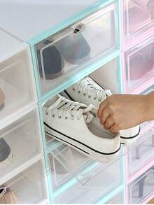 12pcs Anti-Oxidation Flip-Top Shoe Boxes. Vertical Stackable System + Clasp Design. Dust-Proof Moisture-Proof Collapsible Shoe Rack. For Storing Basketball Shoes, Running Shoes, Dress Shoes, High Heels. Suitable For Dorm, Foyer, Closet