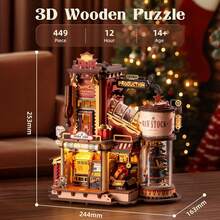Robotime Puzzle 3D ROKR per adulti, stile natalizio, regalo da sogno, kit modello in legno, fabbrica luminosa, kit fai da te per casa delle bambole, costruzione con musica e luci, regali di compleanno e di Natale per adolescenti e bambini. - Multicolore - Visualizzare 6