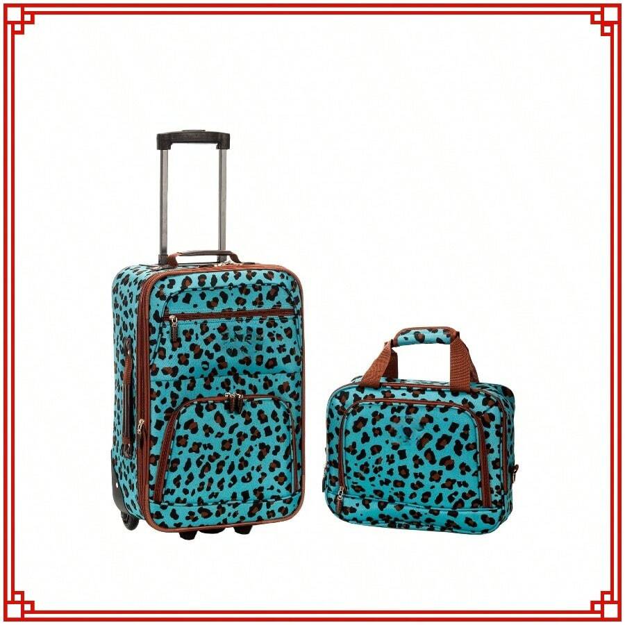 Fashion Softside Upright 2 Pie Luggage Set F102 - 藍綠色 - 查看 1