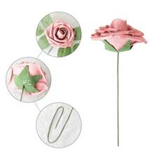 5/10/15/20/25/30 piezas Rosas falsas de aspecto realista con tallos para manualidades, decoraciones de bodas, centros de mesa, arreglos, fiestas, baby shower y decoración del hogar (sin caja, empaque en bolsa de OPP) que incluyen tres hojas
