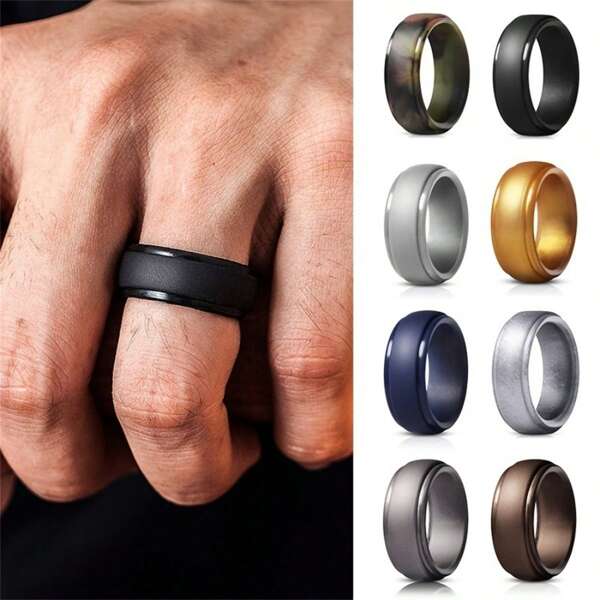 1/2/6 Color/Set Comfortable Silicone Wedding Ring - Flexible, Safe, Suitable For An Active Lifestyle