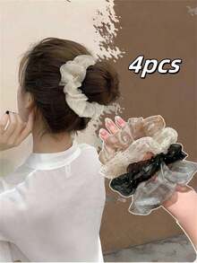 2pcs/3pcs/4pcs/5pcs Women Elegant Rhinestone Spiral Hair Scrunchies, Ponytail Holders, Suitable For Daily Hairstyle Decoration, Satin Simple Elegant Fashion Hair Ties, Bohemian Style Hairbands Head Accessories Elastic Band - Multicolor - View 10
