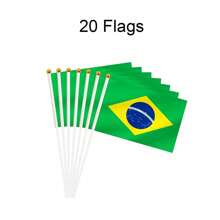 32.8 Pies Bandera de Brasil Banderín con 30 Banderas, 20 Piezas Bandera Pequeña de Brasil de Mano para Eventos Deportivos, Festivales Patrióticos, Día de la Independencia, Fiesta de Fútbol, Decoración Interior y Exterior de Bares
