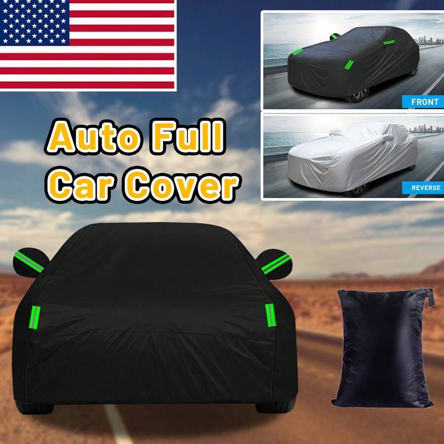 Black Waterproof SUV Car Cover ,YL Premium Black Car Cover With Reflective Strips, Dust-Proof And Scratch-Resistant Heavy-Duty 190T Fabric, Suitable For Sedans, High-Quality Hatchbacks And SUVs - 黑色 - 查看 1