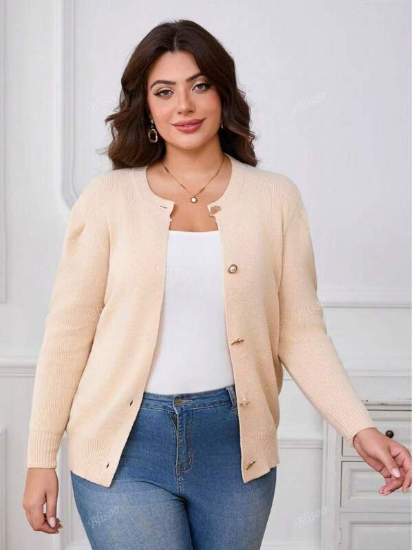 Damen Puffärmel Strickjacke, Dickes Strick Langarm Sweatjacke, Herbst/Winter