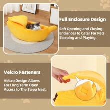1 Piece Of Multi-Color Large/Small Size Optional New Banana Shaped Winter Warm And Thick Pet Bed With Lid Closed Cat Bed Dog Bed Suitable For Small And Medium-Sized Cats And Dogs Sleeping Indoors, Durable And Hand Washable. S Size Suitable For Kittens, Puppies, And Other Small Pets And Animals,Dog,Cat,Chat,Puppy Keep,Dog Bed