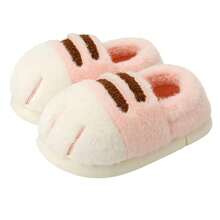 New Adorable Kitty Claw Slippers Women's Home Shoes Non Slip Furry Mules Female Fashion Warm Fluffy Slides Outdoor Cat Slippers - Trượt màu vàng - Xem 6