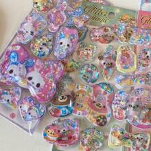 Y2K Retro Bear Bunny Sequin 3D Shake Sticker Phone Case Decoration Stickers