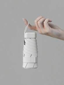 1 pc Paraguas mini ultraligero de pulgar, plegable en cinco partes,  con película negra para protección solar, sombrilla antirradiación UV, útil tanto para días soleados como lluviosos, sombrilla solar. - Blanco - Ver 3