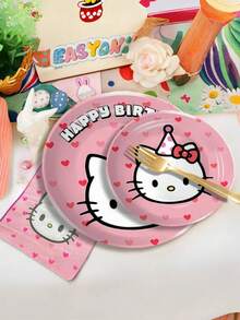 Sanrio 50 piezas/10 piezas Conjunto desechable de vajilla Sanrio: Platos de 7 pulgadas y 9 pulgadas, adecuados para fiestas de cumpleaños, bodas, ceremonias de graduación, eventos festivos, campamentos al aire libre, reuniones, suministros de decoración para barbacoas
