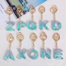 1 buc breloc unisex cu litere acrilice epoxidice cu paiete inițiale A-Z, decorațiune la modă cu inel de chei alfabet pentru portofel, accesorii auto pentru geantă de mână și școală, drăguț gotic Y2k