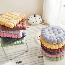 1pc Biscuit-Shaped Meditation Cushion, Chair Cushion In The Shape Of A Circular Biscuit, Square Floor Pillow For Chairs, Suitable For Living Rooms, Balconies, Offices, Sofas, And Yoga Practices. - 粉色 - 查看 2