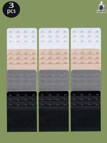 3pcs/Pack Women's Bra Elastic Extension Hooks With 3 Rows Of 3 Hooks + 2 Rows Of 3 Hooks In 3 Colors